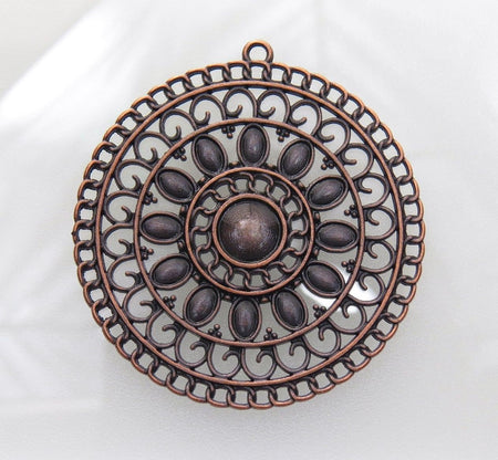 Large Aztec 55.5x53x2.5mm Antique Copper Alloy Metal Pendant - Qty 1 (MB339) - Beads and Babble