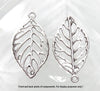 Large Leaf Antique Silver 50x28x2mm Alloy Metal Pendants/Links/Earring Findings - Qty 2 (MB74A) - Beads and Babble
