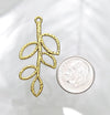 Leaf Branch Antique Gold 38x18x2mm Alloy Metal Pendants/Links/Earring Findings - Qty 4 (MB96A) - Beads and Babble