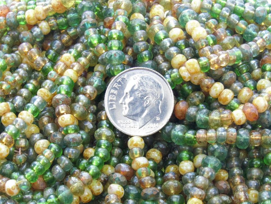 LIMITED STOCK - 6/0 and 5x3mm Transparent Clover Field Picasso Czech Glass Bead Mix - 12 Strand Hank (BW20) - Beads and Babble