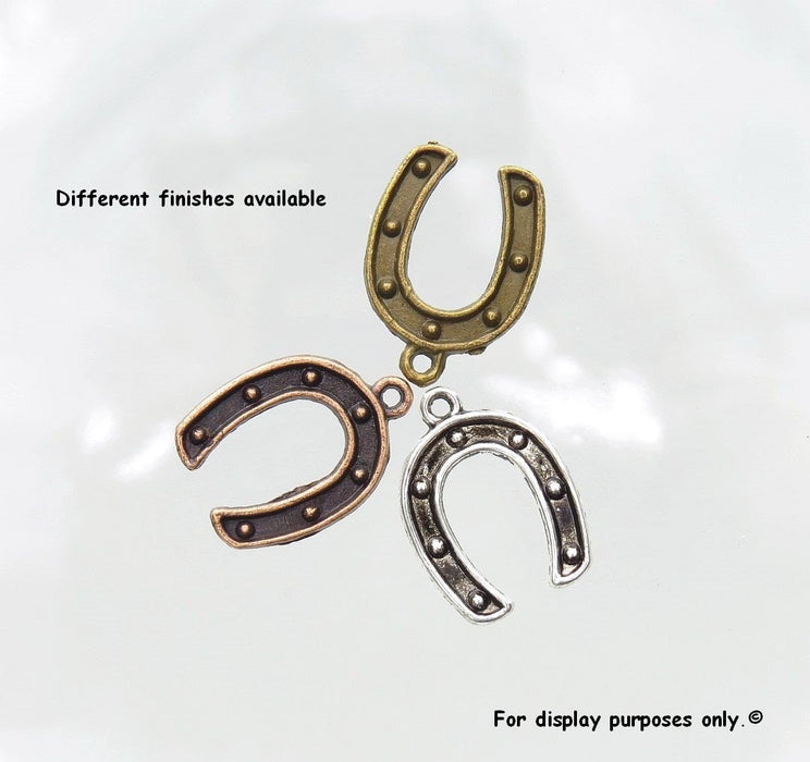 Lucky Horseshoe 15x11mm Antique Brass Alloy Metal Charm/Small Pendant - Qty 10 (MB53A) - Beads and Babble