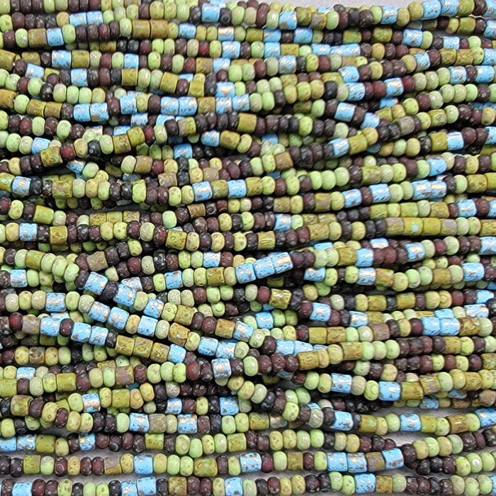 Matte Demeter Picasso Mix Czech Glass 5mm Tile Beads and 6/0 Czech Glass Seed Beads - 20 Inch Strand (BW26) - Beads and BabbleBeads