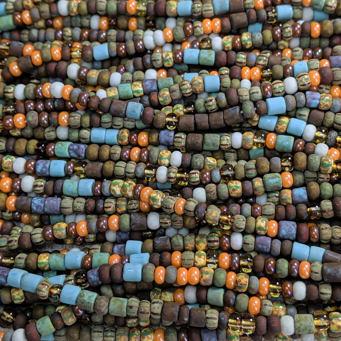 Matte Fall Harvest Picasso Mix Czech Glass 5mm Tile Beads and 6/0 Czech Glass Seed Beads - 20 Inch Strand (BW45) - Beads and Babble