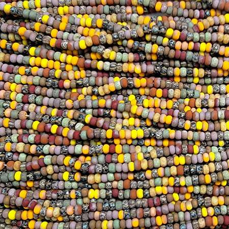 Matte Indian Summer Picasso Stripe Mix - Size 5/0 Czech Glass Seed Beads - 20 Inch Strand (BW57) - Beads and BabbleBeads