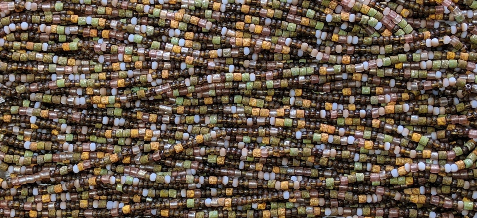 Matte Mother Earth Picasso Mix Czech Glass 5mm Tile Beads and 6/0 Czech Glass Seed Beads - 20 Inch Strand (BW11) - Beads and Babble