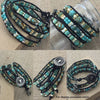 Matte Silver Splash Turquoise Picasso Mix Czech Glass 5mm Tile Beads and 6/0 Czech Glass Seed Beads - 20 Inch Strand (BW13) - Beads and Babble