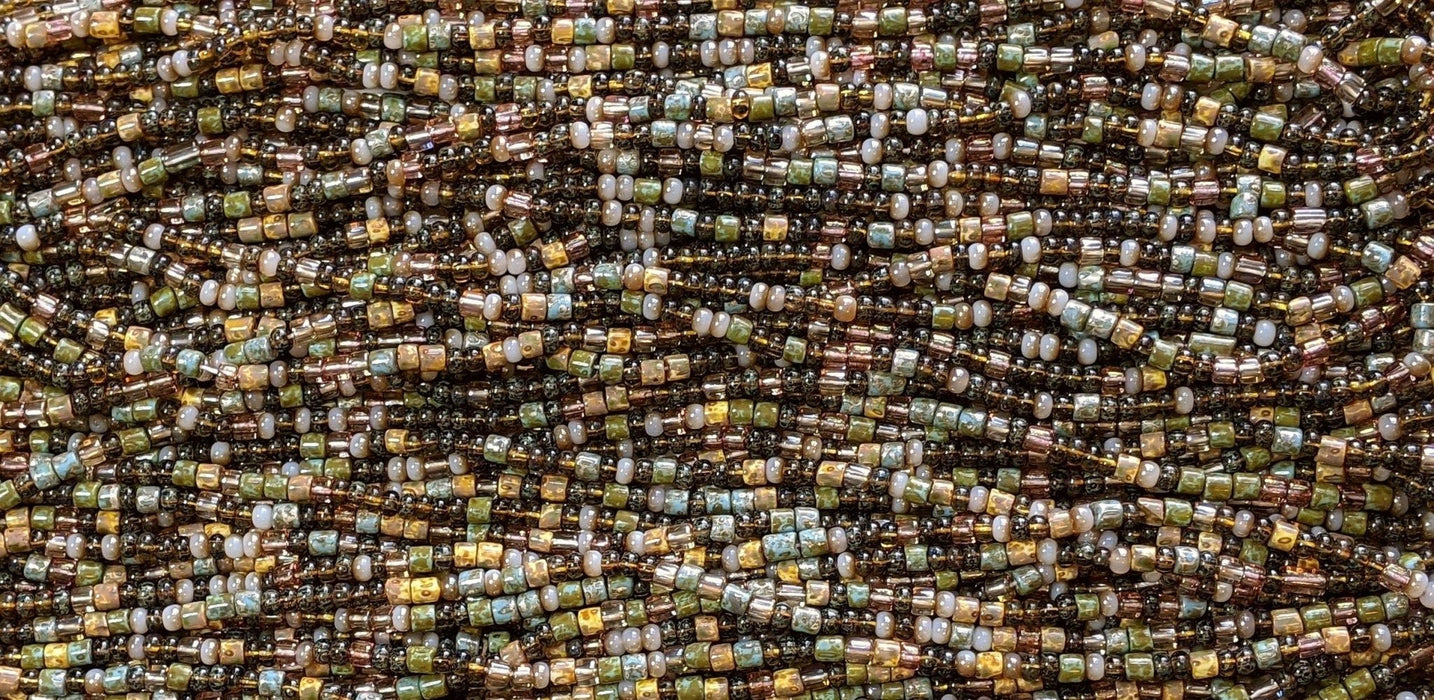 Mother Earth Picasso Mix Czech Glass 5mm Tile Beads and 6/0 Czech Glass Seed Beads - 20 Inch Strand (BW12) - Beads and Babble