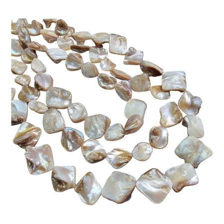Mother of Pearl Shell Diamond Shaped Beads - 16 Inch Strand (GEM92) - Beads and BabbleBeads
