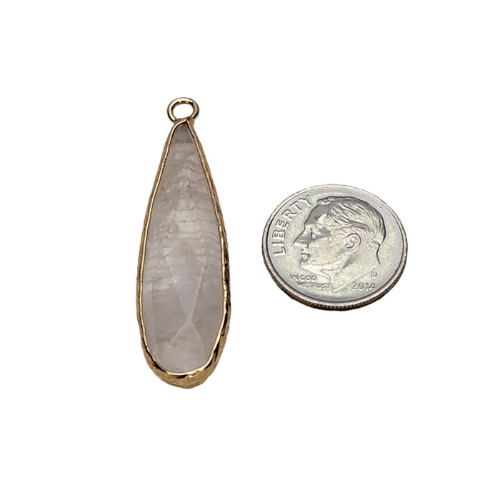 Natural Faceted Crystal Quartz & Brass Pendant - Qty 1 (PEND71) - Beads and BabbleLoose Stones