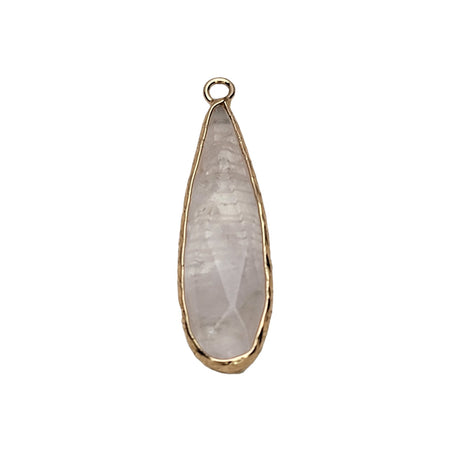 Natural Faceted Crystal Quartz & Brass Pendant - Qty 1 (PEND71) - Beads and BabbleLoose Stones