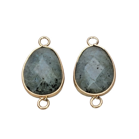 Natural Faceted Labradorite & Brass Connector Links Earring Component - Qty 2 (LINK01) - Beads and Babblegemstone beads