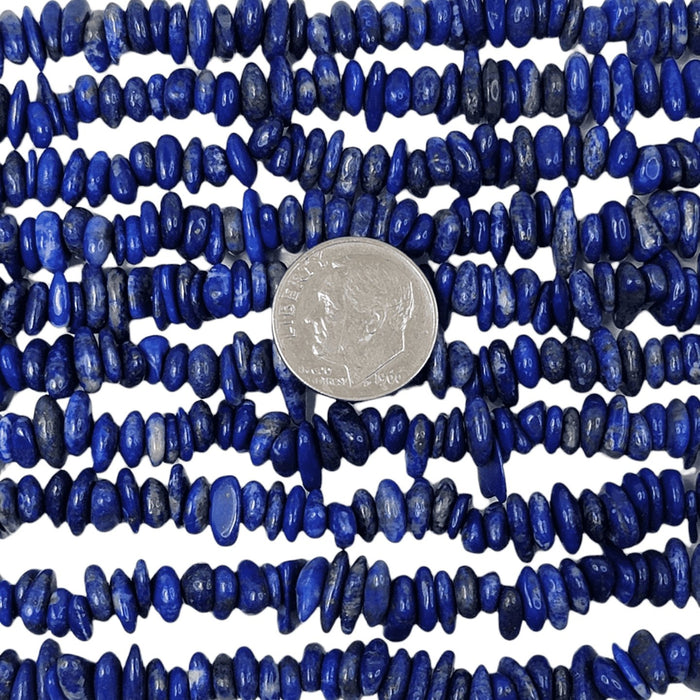 Natural Lapis Lazuli Gemstone Chip Beads - 15 Inch Strand (GEM83) - Beads and Babble