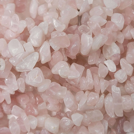 Natural Rose Quartz Gemstone Chip Beads - 30 Inch Strand (GEM87) - Beads and Babble