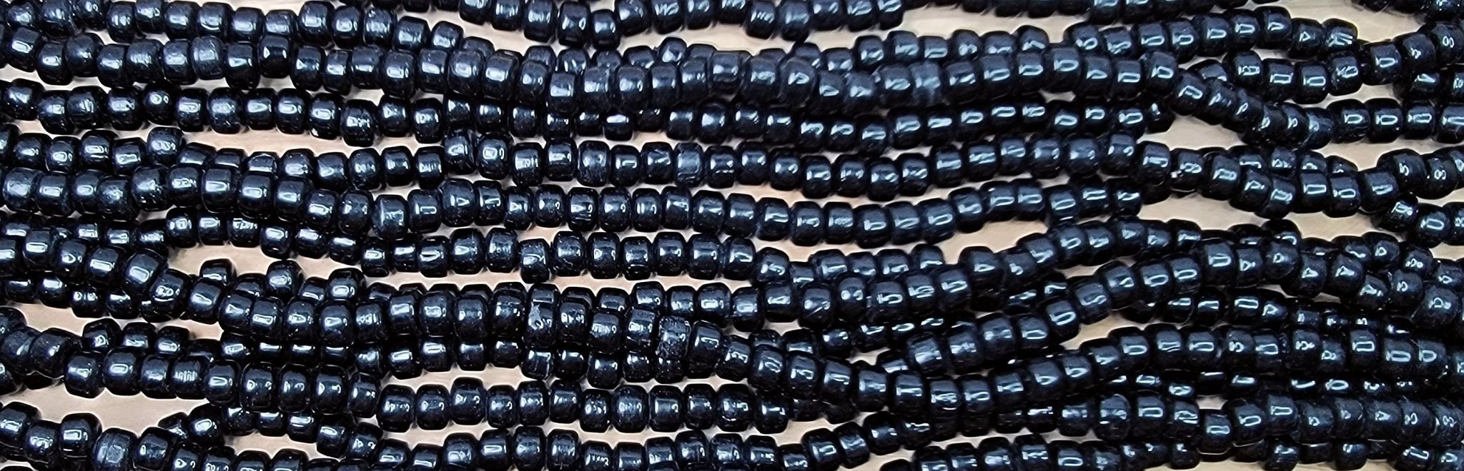 Opaque Black - Size 9x6mm (3mm hole) Recycled Glass Crow Beads - 24 Inch Strand (ICB38) - Beads and Babble