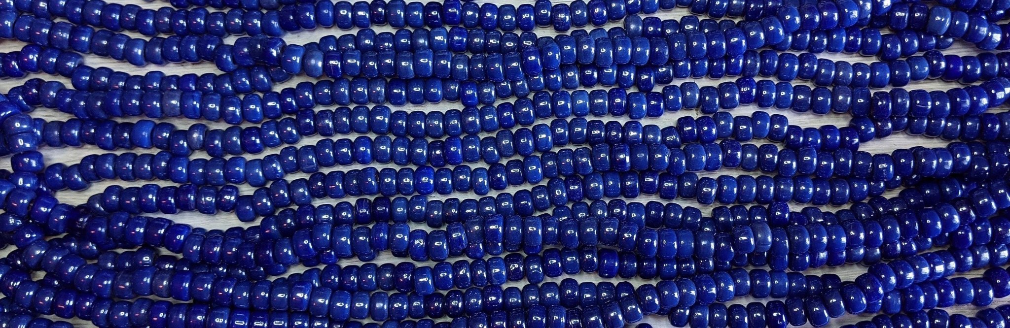 Opaque Dark Blue Luster - Size 9x6mm (3mm hole) Recycled Glass Crow Beads - 24 Inch Strand (ICB19) - Beads and Babble