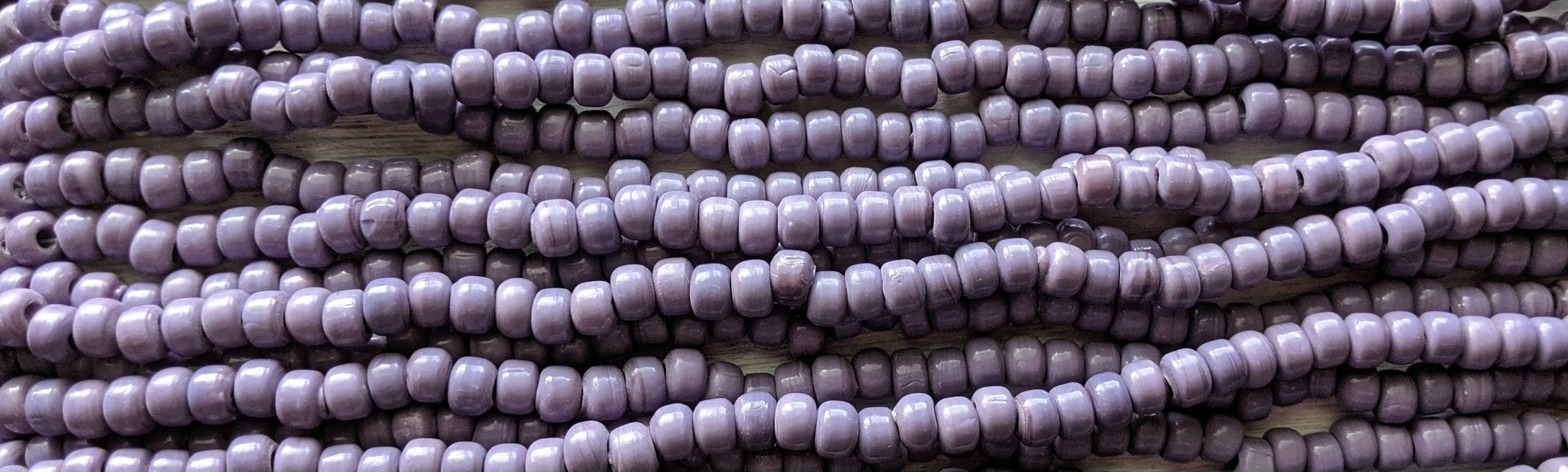 Opaque Light Purple - Size 9x6mm (3mm hole) Recycled Glass Crow Beads - 24 Inch Strand (ICB02) - Beads and Babble