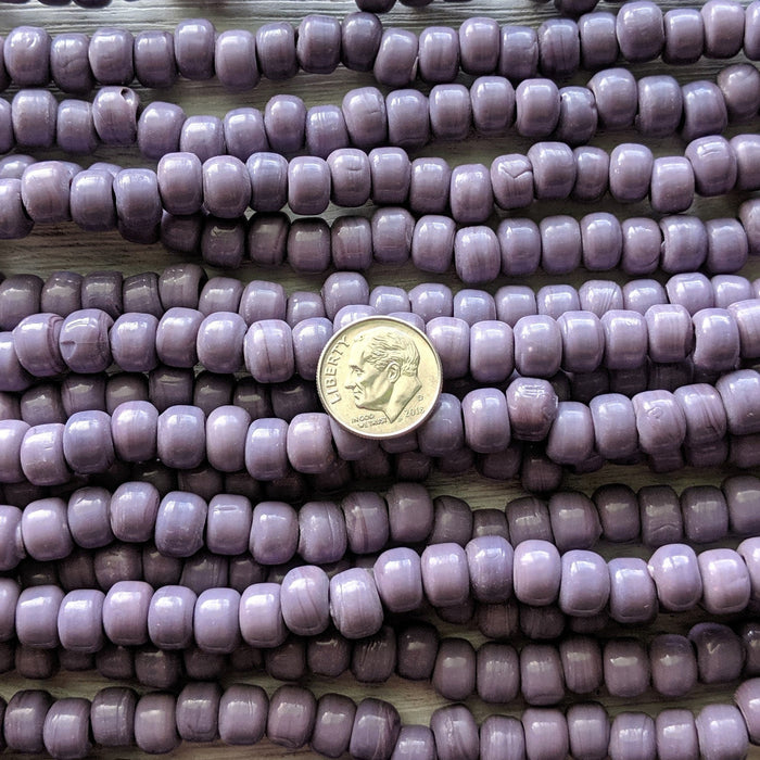 Opaque Light Purple - Size 9x6mm (3mm hole) Recycled Glass Crow Beads - 24 Inch Strand (ICB02) - Beads and Babble