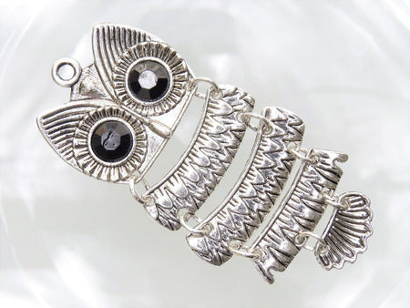Owl Antique Silver 72x34mm Alloy Metal Pendant - Qty 1 (MB24A) - Beads and Babble