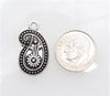Paisley Antique Silver 23x13x3mm Alloy Metal Pendants/Earring Findings - Qty 4 (MB333) - Beads and Babble