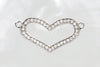 Rhinestone Heart Platinum 36x18mm Alloy Metal Pendant/Necklace Link/Bracelet Connector Findings - Qty 1 (MB25A) - Beads and Babble