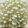 Seafoam Green 4x3mm faceted Jade Gemstones on Handmade Brass Metal Chain - Sold by the Foot - (GG06) - Beads and Babble