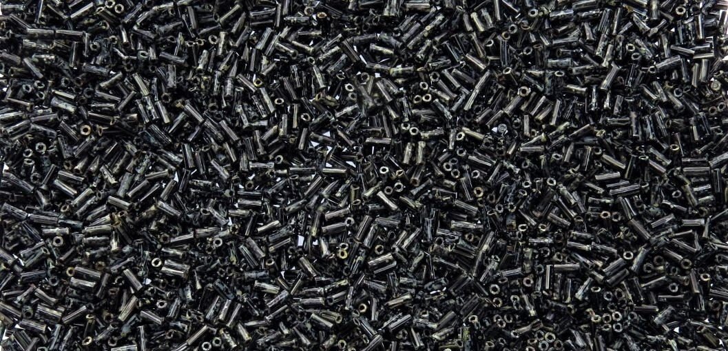 Size 2 (4x2mm) Opaque Black Silver Picasso Czech Glass Bugle Beads - 10 Grams (BU44) - Beads and Babble