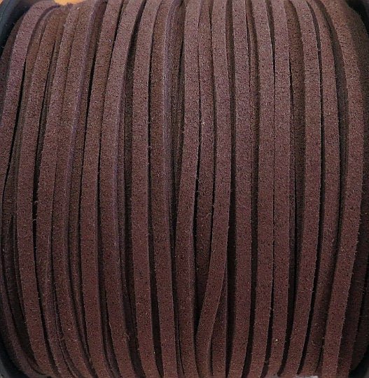 Soft Pliable Dark Brown Faux Suede Cord/Lace/Lacing - Sold by the Yard - (FSC06A) - Beads and Babble
