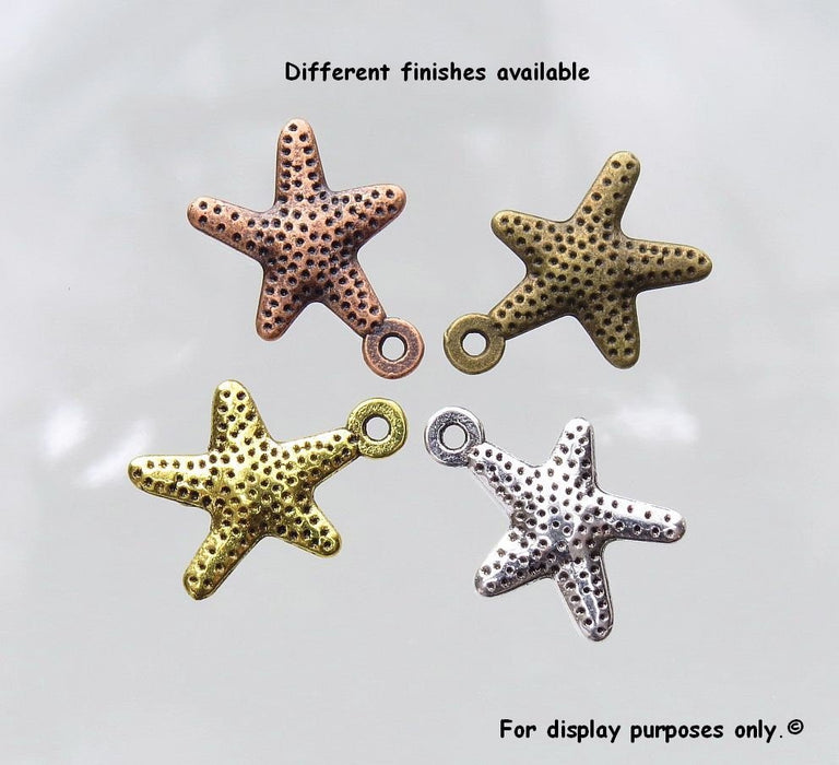 Starfish 16x12mm Antique Gold Alloy Metal Charm/Small Pendant - Qty 10 (MB61A) - Beads and Babble