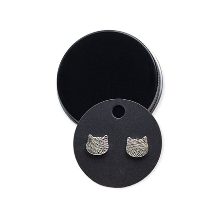 Textured Kitty Sterling Silver Stud Earrings - Beads and Babblestud earrings
