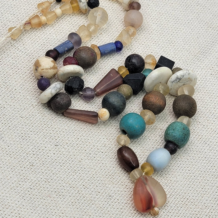 Vintage Multi Color & Different Shapes Glass and Gemstone Beads - 18 Inch Strand (LQ02) - Beads and Babble